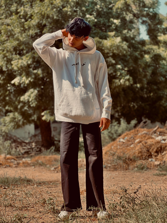 WHITE SCRIBES OVERSIZED HOODIE